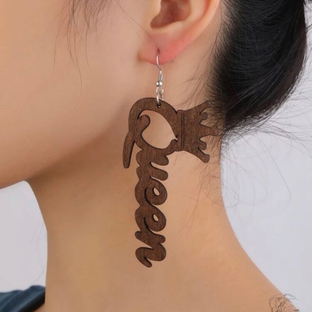 Wooden “Queen” Earrings